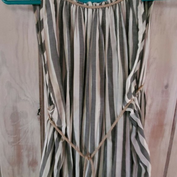 3.1 Phillip Lim Grecian Striped Dress Rope Tie White Gray Size 6 Sleeveless - Picture 3 of 6